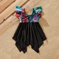 thumbnail image 5 of PatPat Family Matching Swimsuits V-Neck Spliced Mesh Tankini and Floral Drawstring Swim Trunks, Black, Girl 6-7 Years, 5 of 8