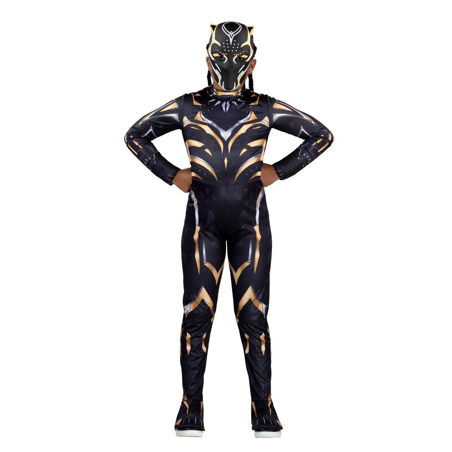 MARVEL Youth Black Panther (Shuri) Costume - Printed Jumpsuit with Special Padding and 3D Plastic Mask