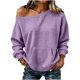 thumbnail image 2 of Neewe Women's Fashionable Casual Solid Color Long Sleeve Boat Neck Off Shoulder Blouse Tops Daily, 2 of 6