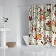 thumbnail image 2 of Fall Harvest Thanksgiving Pumpkin Shower Curtain,Autumn Leaves with Pumpkins Farmhouse Bath Curtain,Maple Leaves Bathroom Accessories Botanical for Bathroom Curtain Liner Set with Hooks,72X72in, 2 of 6