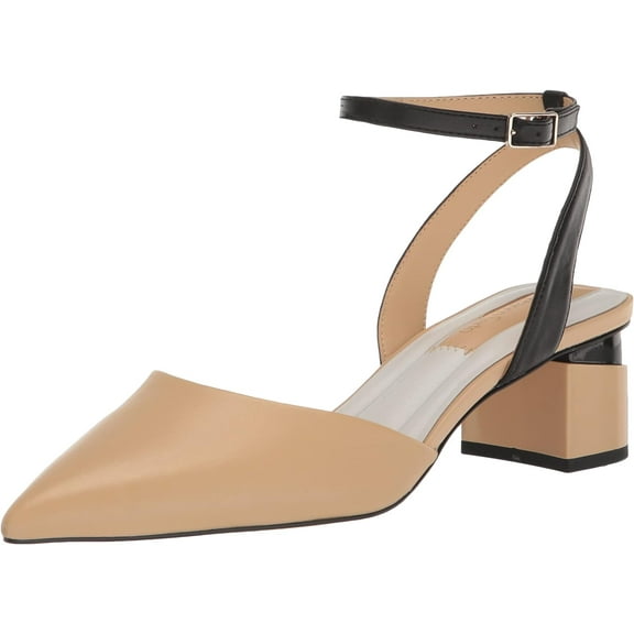 Franco Sarto Women's Naya Pointed Toe Pumps Beige and Black Leather 11M