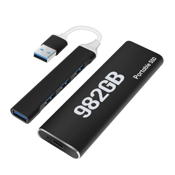 Wagrzz 982 Large Capacity BLACK External SSD USB 3.0Hard Drive Typec-Computer/Laptop