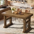 thumbnail image 6 of Finmind  63" Home Bar Tale Unit,  Wooden Counter Height Pub Table with Sturdy Legs for Dining Room, Bistro, Brown, 6 of 10