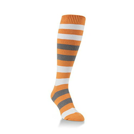 

Worlds Softest Striped Team Womens Over the Calf Socks One Size Fits Most (Orange/White/Charcoal)