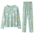 thumbnail image 4 of 2 Piece Pajamas for Women Set BWASD Casual Cute Loose Matching Summer Pajamas Soft Cozy Long Sleeve Top and Pants Lounge Printed Sleepwear Sets Fashion (Green 3XL), 4 of 4