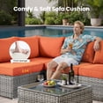 thumbnail image 4 of XIZZI 7-Piece Outdoor Sectional Furniture Sets, Wicker Patio Conversation Set with Cushions and Coffee Table, All-Weather Patio sets for Backyard, Garden,Orange, 4 of 9