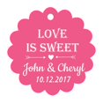 thumbnail image 1 of 100 PCS Love is Sweet Personalized Scallop Edge Wedding Favor Gift Paper Tags Custom Made Hang Tags, 1 of 1