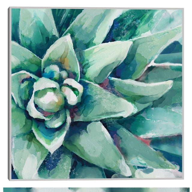 Cuadro Decorativo - Cuadrado de flor suculenta acuarela Jr Impresión en canvas, estrechado