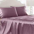 thumbnail image 2 of ANMINY Satin Sheets Full Silk Sheets Bean Paste Color Bed Sheet Set Deep Pocket Bed Flat Fitted Sheet, 4-Pieces, 2 of 5