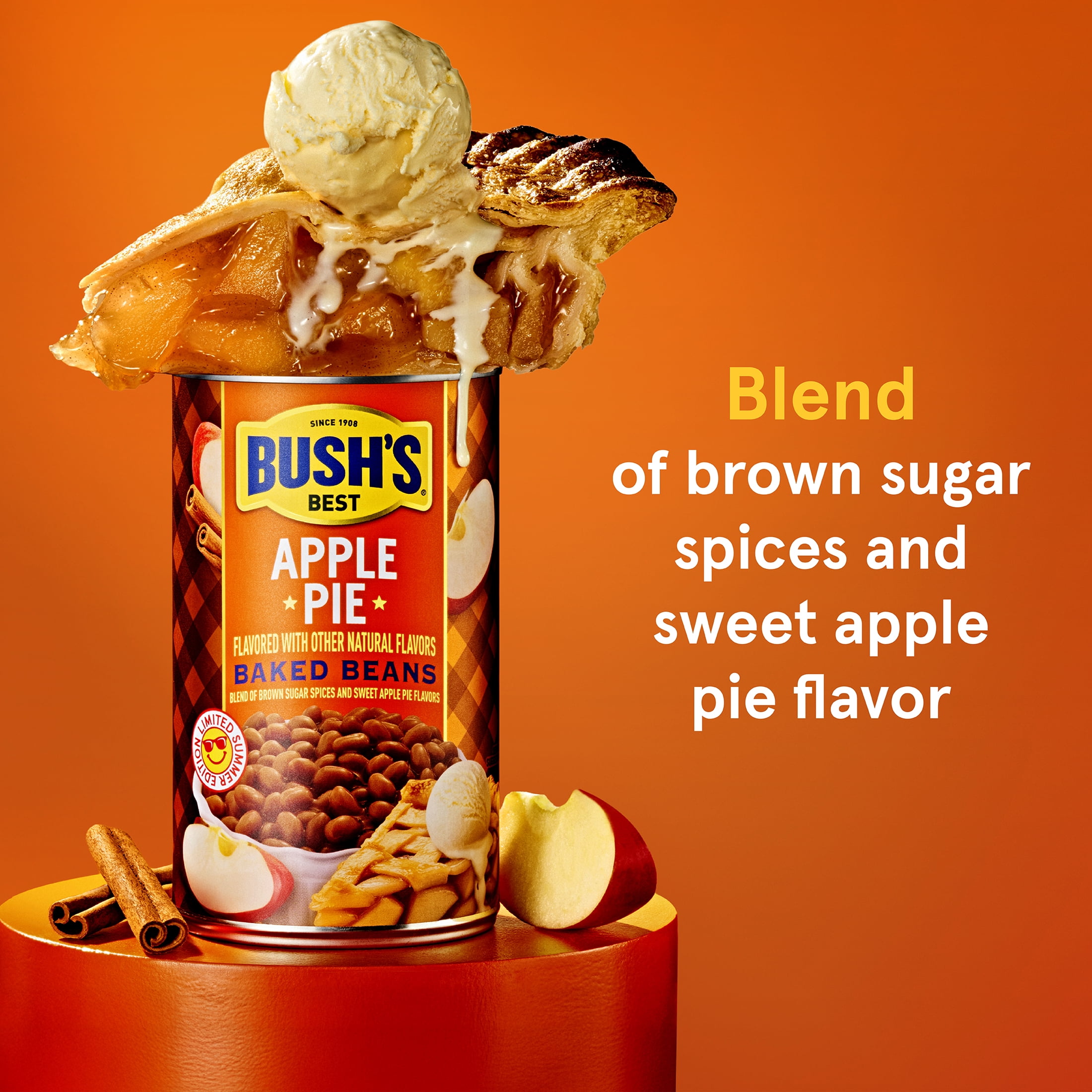 Bush's Apple Pie Flavored Baked Beans, Limited Summer Edition Canned Beans, 27.9 oz Can