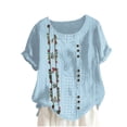 thumbnail image 1 of Birdeem Blouses pour Femmes Mode Imprimée Confortable Ample Manches Courtes Blouse Boutonnée Col Rond Décontracté, 1 of 12