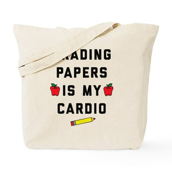 CafePress - Grading Papers Is My Cardio Tote Bag - Unisex Canvas Tote Bag, Beige, 1-Piece
