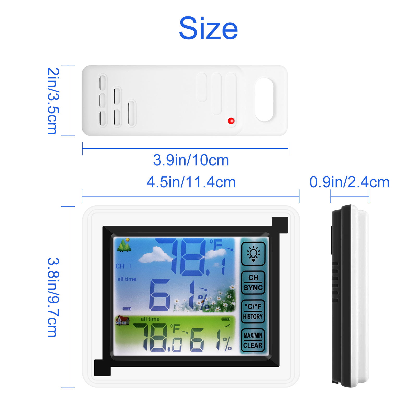 Wireless Weather Station Indoor Outdoor Thermometer, EEEkit Color LCD Display Digital Temperature Humidity Monitor, Weather Forecast Station with