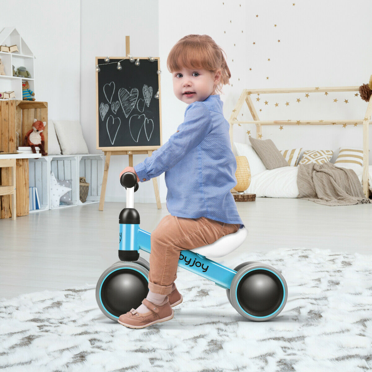 Babyjoy 4 Wheels Baby Balance Bike Children Walker No-Pedal Toddler Toys Rides Blue - image 3 of 10
