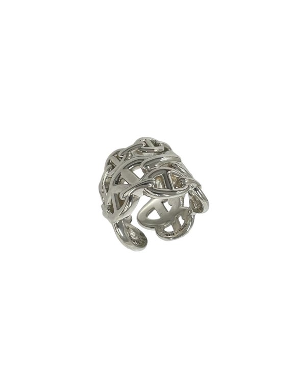 Pre-Owned HERMES Hermes Enchainée GM Ring, Sterling Silver 925, Size #52, Accessory, Silver,...