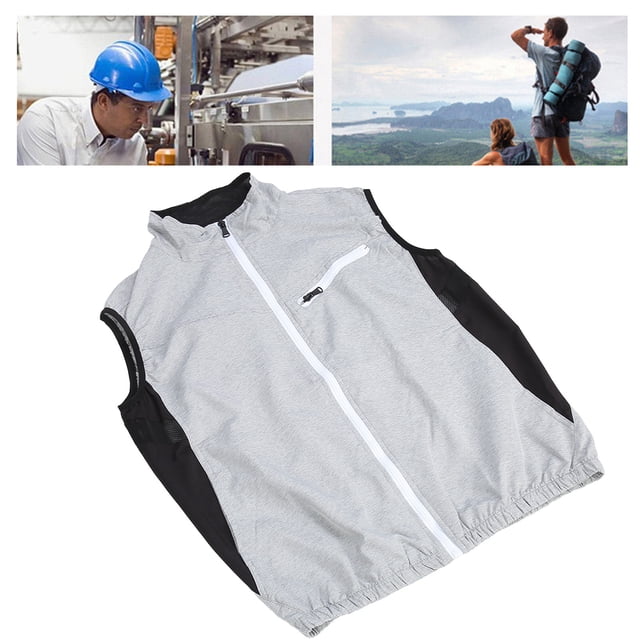 Breathable Mesh Air Conditioned Cooling Fan Vest Zipper Closure Sleeveless Cooling Jacket For Running Cooking Gardening