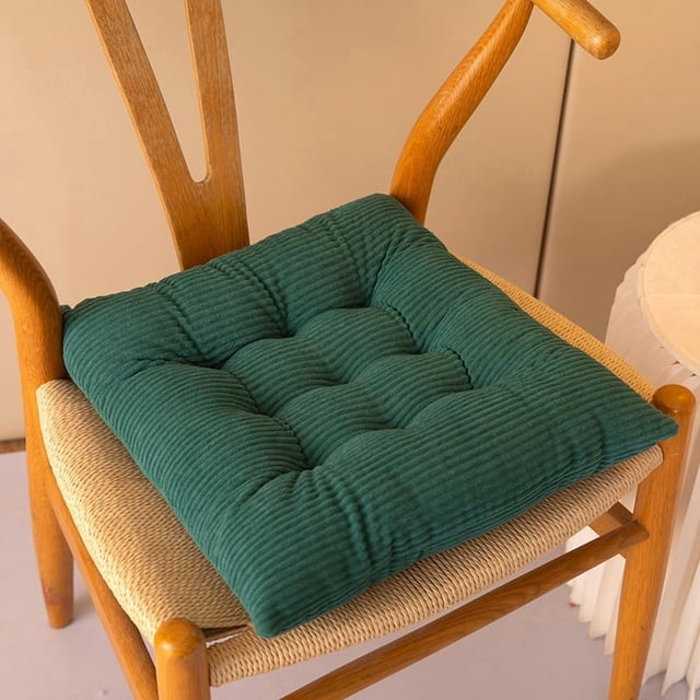 Xiao Hua Cojín de Asiento de Pana Verde Oscuro -2 Piezas, Cojín de Asiento Cómodo de 15.75 X 15.75 Pulgadas con Lazo, Adecuado para Restaurante Cocina, Decoración Del Hogar Estilo Casa de Campo rural