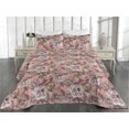thumbnail image 2 of Ambesonne Spring Quilted Bedspread Set 3 Pcs, Rose Lily Flowers Pattern, King, Pastel Pink and Pale Redwood, 2 of 4