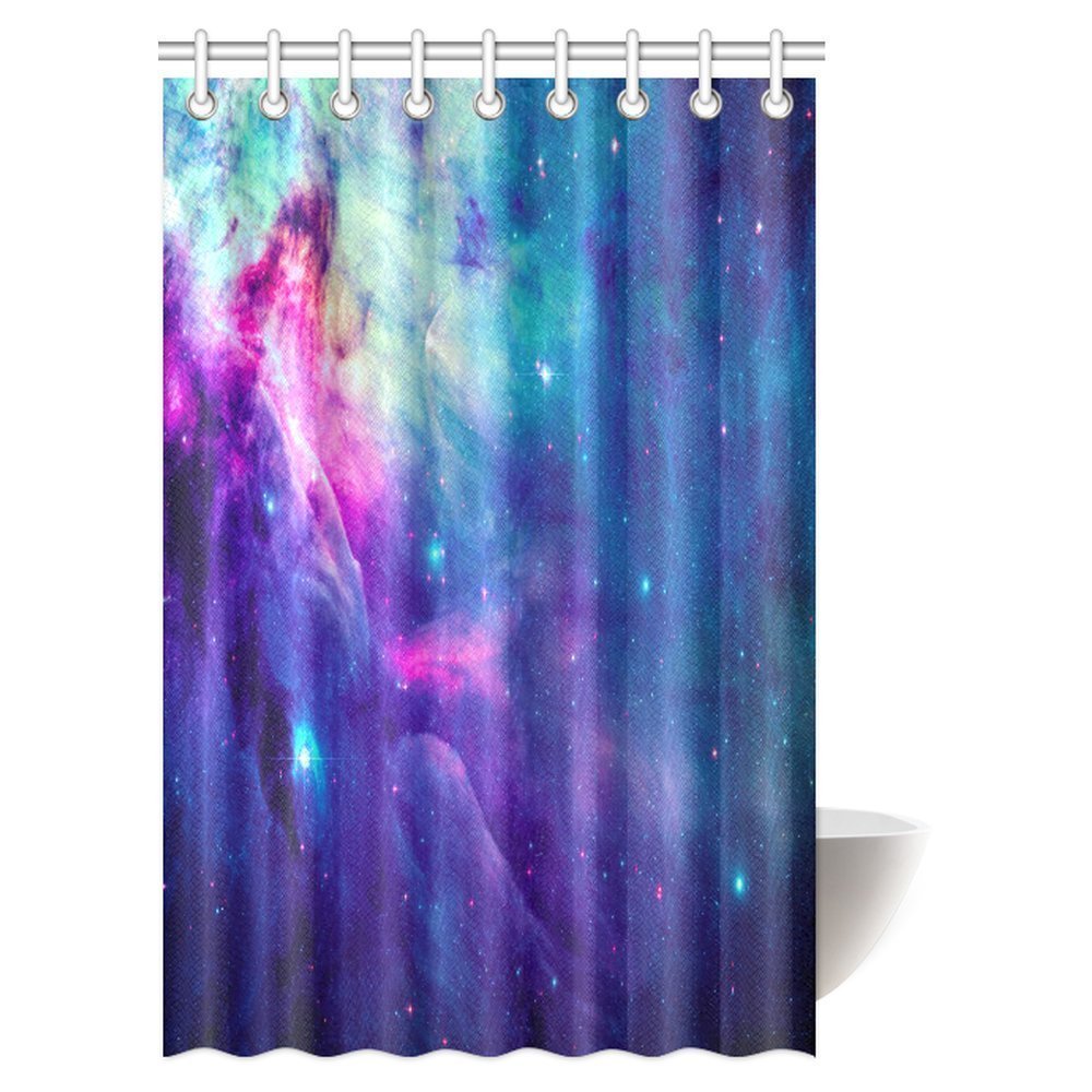MYPOP Outer Space Decor Shower Curtain, Galaxy Outer Space Nebula