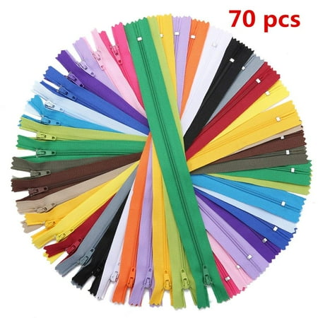 Tailored Fit Mix Nylon Coil Zipper Assorted Mix Colors Closed End Clothes Zippers For Sewing Tailor, 70Pack, 20 Colors, 16 inch ()