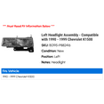 thumbnail image 2 of Left Headlight Assembly - Compatible with 1990 - 1999 Chevy K1500 1991 1992 1993 1994 1995 1996 1997 1998, 2 of 2