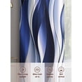 thumbnail image 6 of Navy Blue Striped Ombre Sheer Curtains 72 Inch Length 2 Panels Set, Modern Blue Moire Geometric Voile Window Treatment Rod Pocket Curtains Sheers Drapes for Bedroom/Living Room/Kitchen 52"x72"x2, 6 of 7