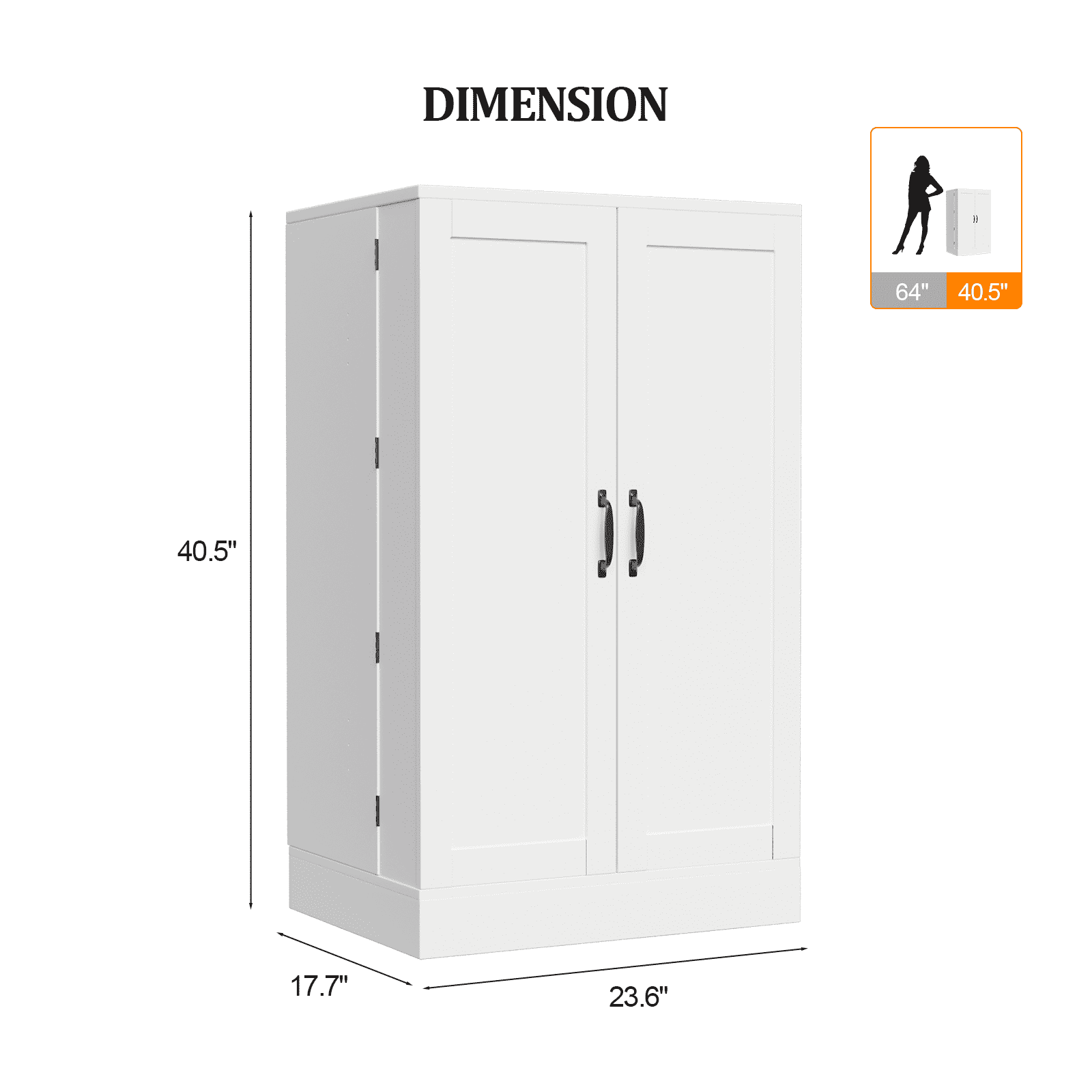 Ktaxon Modern Kitchen Pantry Storage Cabinet, 40.5" Freestanding Cupboard with Side Door Shelves for Kitchen, DIning Room, Home, White