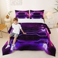 thumbnail image 2 of Castle Fairy Neon Sports Car Queen Comforter Set 3pcs for Teens, Purple City Glow Bedding Comforter Set for Bedroom, Purple Black,Black Reversible, 2 of 6