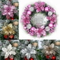thumbnail image 4 of 10Pcs Christmas Glitter Artificial Poinsettia Flowers Xmas Poinsettia Artificial Wedding Flowers Decorations Xmas Tree Ornaments for Party Favors, 4.4inch, 4 of 9