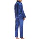 thumbnail image 3 of Conjunto de pijama para mujer, 2 piezas, ropa de estar por casa, manga larga, top, pantalones, ropa de poliéster, azul lago XXL, 3 of 5