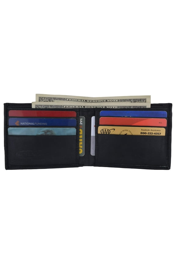 Bifold Lambskin Leather Outside ID Window Mens Wallet 1358