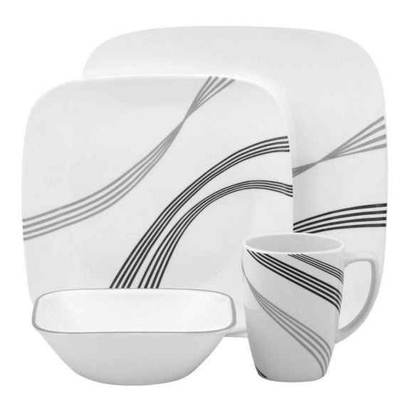 Corelle Boutique Square Urban Arc 16-Piece Dinnerware Set - Service For 4