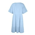 thumbnail image 6 of Qwertyu Women's Lace Eyelet Short Sleeve Tiered Midi Dresses Ruffle Hem Babydoll Summer Dresses Light Blue M, 6 of 6
