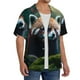 thumbnail image 2 of Balery Forest Plant Raccoon Camisa Casual de Manga Corta con Botones para Hombre, Texturizada, Estilo Cubano, para Playa, Verano-Small, 2 of 5