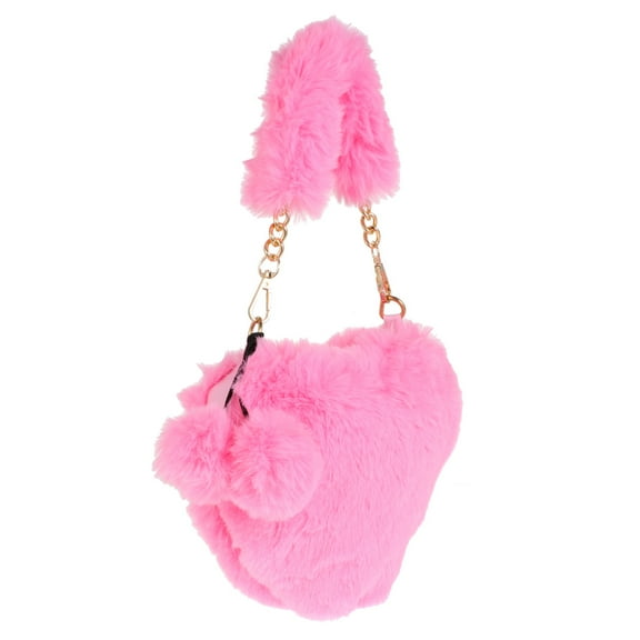 Supvox 1Pcs Heart Shaped Bag Plush Handbag for Women Beach Outings
