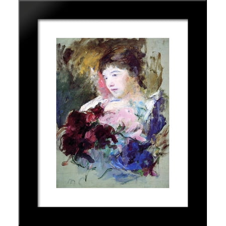 Young Girl Holding a Loose Bouquet 20x24 Framed Art Print by Mary Cassatt