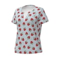 thumbnail image 2 of Naloa Hand Drawn Strawberry Print T-Shirts Short Sleeve V Neck Tees for Women Fashion Tops Trendy Lightweight Soft Casual Summer Outfits Clothes, 2 of 5