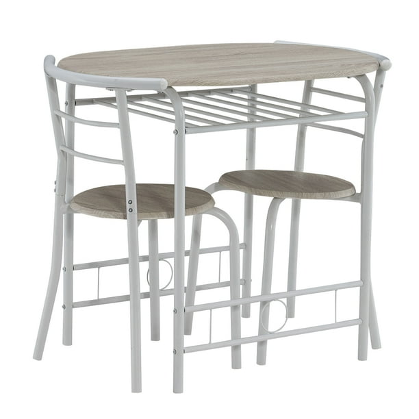 Enyopro Outdoor Bistro Set 3 Piece Metal Compact Size Table And 2 Chairs Dining Set For Cafe Breakfast Nook Kitchen With Shelf Storage Patio Balcony Dining Room Table Set White Ja1076 Walmart Com Walmart Com