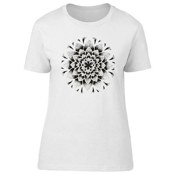 Flower Mandala In Black & White T-Shirt Women -Image by Shutterstock, Female Medium