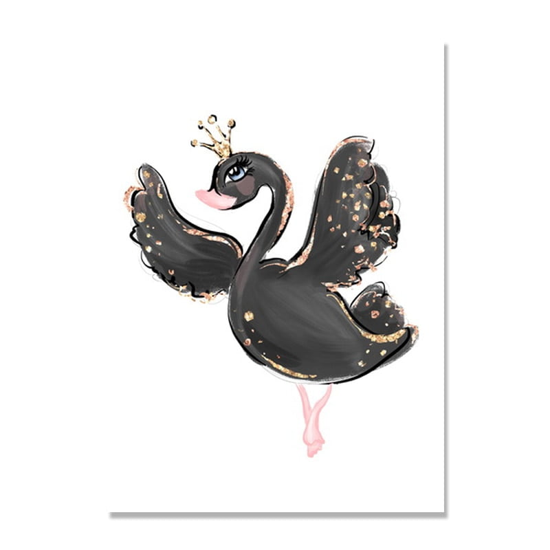 20 X 40 Inches Loving Swans Wall Sticker Poster Sparkle Print Without Frame