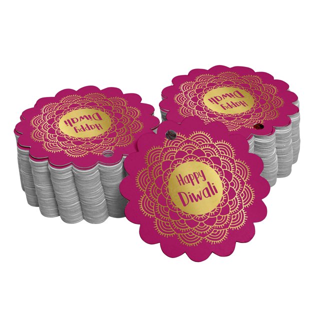 Inkdotpot Gold Foil Paper Hang Tags Happy Diwali Favor Tags 100 Piece