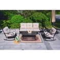 thumbnail image 2 of Outdoor Wicker Patio Conversation Furniture Set 5-Piece Patio Iron Leisure Rocking Chair Set, 2 of 8