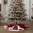 thumbnail image 5 of Daiia Christmas Buffalo Plaid Drawing Merry Christmas Tree Skirt , Xmas Large Lace-up Tree Skirt, Santa Snowflakes Rustic Home Decorations New Year Party Farmhouse Decor-36", 5 of 7