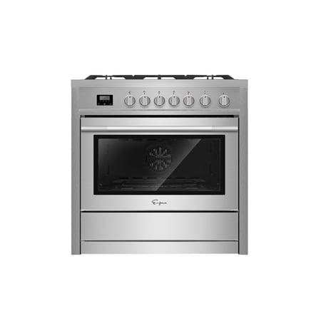 Empava 36" Slide-In Freestanding Single Oven Gas Range With 5 Sealed Burner Cooktop In Stainless Steel