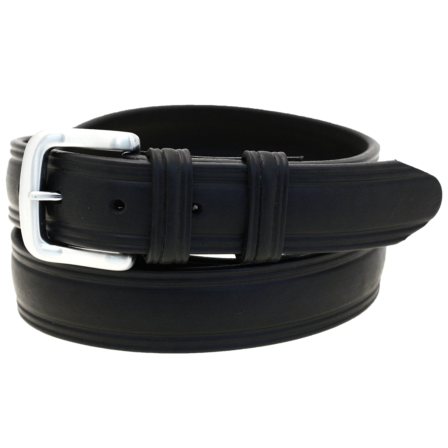 Men's 1 1/4" Domed Belt Black Latigo Leather Brushed Nickel Buckle Made