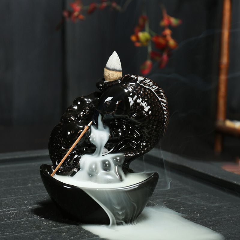 Ceramic Incense Burner Smoke Backflow  Buddhist Cone Censer Stock Holder Decor 