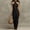 Black, variant on Morttic Women's Solid Color Cross Halter Neck Sleeveless Slim Fit Maxi Dress – Beach Vacation & Daily Date Outfit Khaki，L