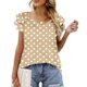 thumbnail image 2 of Camisas de Cuello de Tripulación de Manga Corta para las Mujeres Plisado Mangas de Ruffle, Cuello Redondo Casual Primavera Y Blusa de Verano, 2 of 5