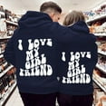 thumbnail image 5 of Women's Hoodies & Sweatshirts Valentine's Day Couples Letter Printed Hoodie with Pockets Cozy and Comfortable Sweatshirt for Every Occasion, 5 of 7