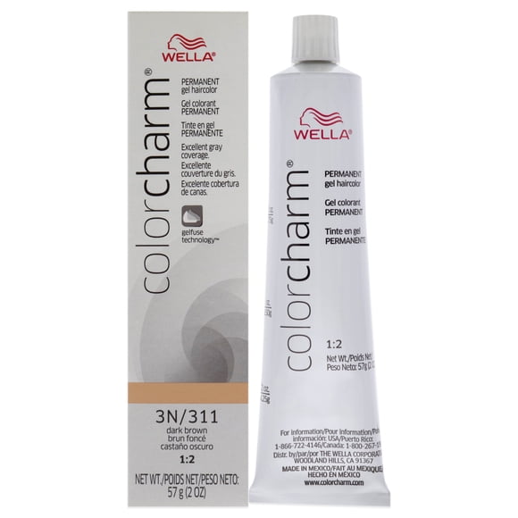 Gel colorante permanente para cabello Color Charm - 311 3N Castaño oscuro de Wella para unisex - Tinte para cabello de 2 oz Wella Color de pelo 2 oz